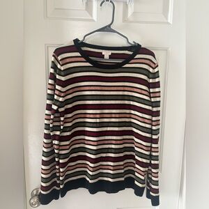 J. Crew Striped Crew Neck Sweater - Black, Red, Cream - New w/out tags